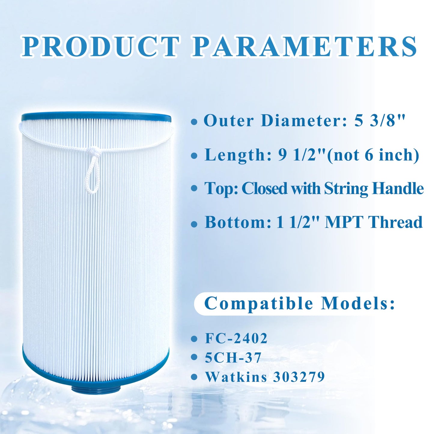 Chryseos Spa Filter Compatible with FC-2402, Watkins 303279, 5CH-37,78460, PFF42TC-P4, 2 Pack