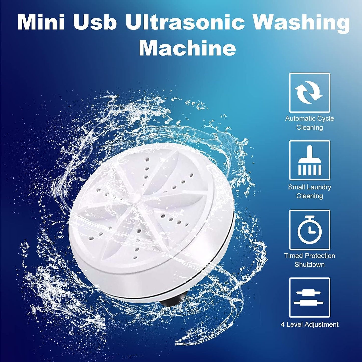 Portable Washing Machine, Mini Ultrasonic Washing Machine 3 in 1 Dishwashers Ultrasonic Waves Suitable for Home, Business, Travel, College Room, RV, Apartment (3.5IN)