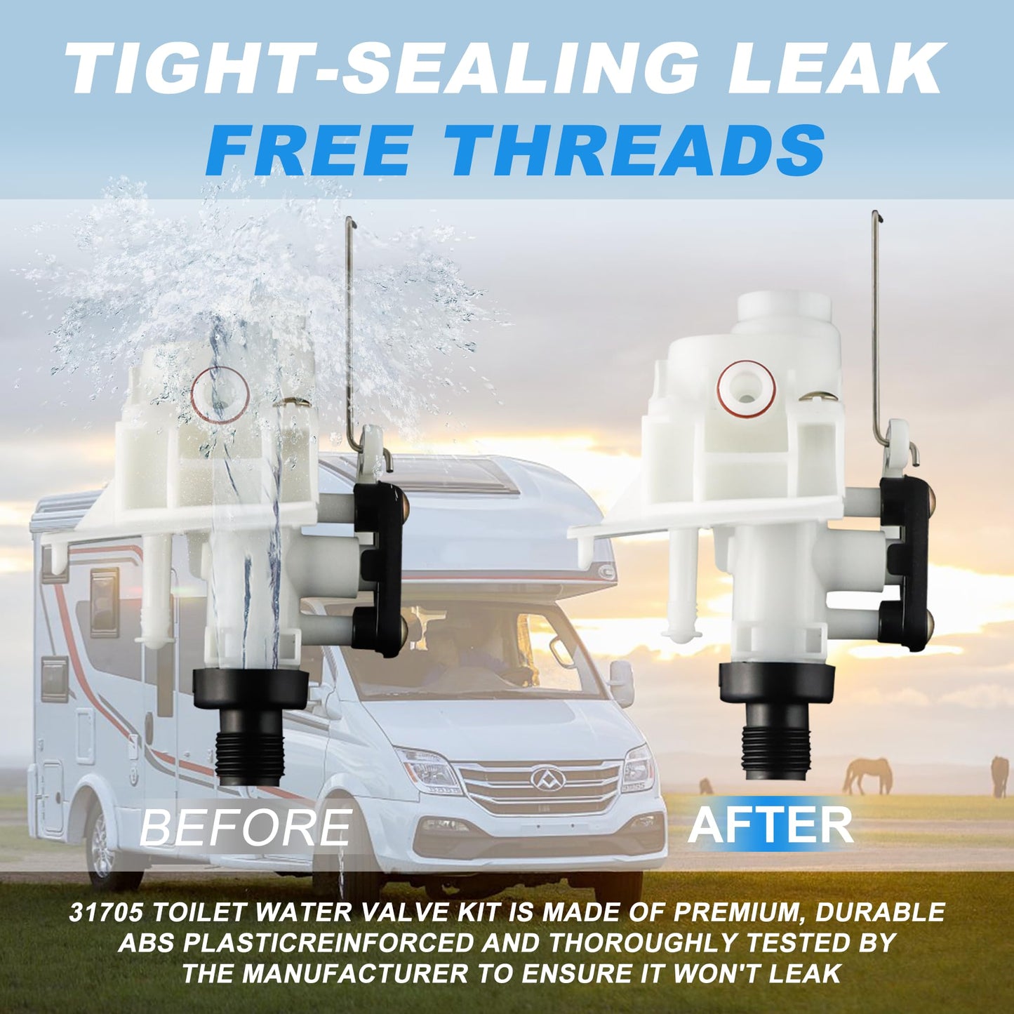 31705 31688 31687 31653 RV Toilet Water Valve kit- Freeze Resistance & Leakage-Resistant RV Toilet Parts for Thetford Aqua-Magic V High and Low by Vypart