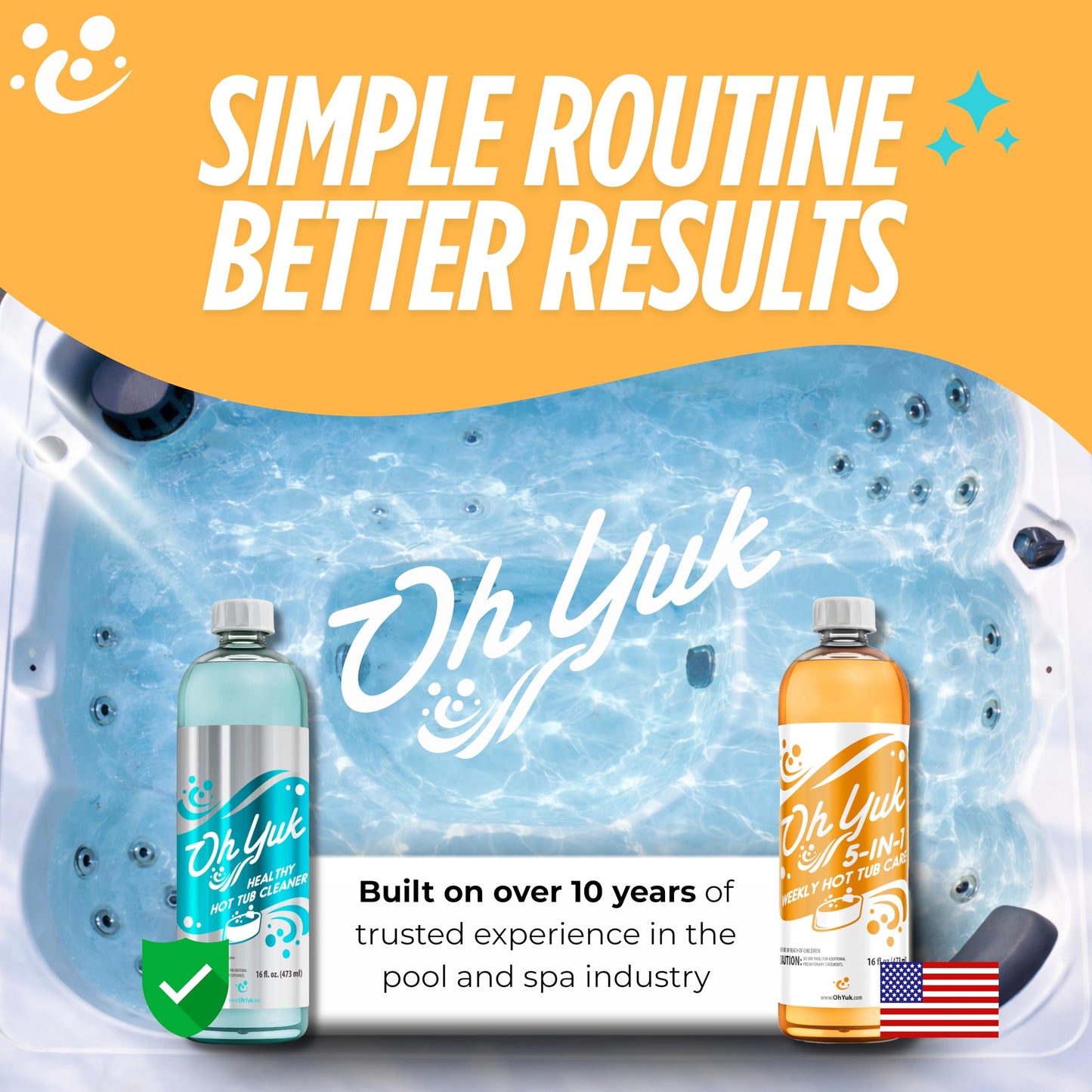 Oh Yuk Hot Tub Cleaner + 5 in 1 Weekly Hot Tub Care Combo, Hot Tub Chemicals, Hot Tub Jet Cleaner, Spa Chemicals for Hot Tub, Water Clarifier, Conditioner and Spa Treatment