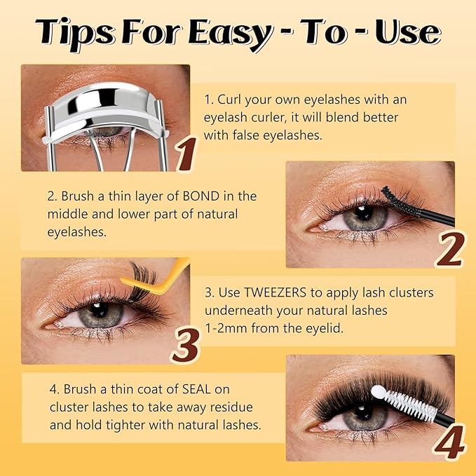 QUEWEL Lash Clusters, Cluster Lashes 3D-80D+100D Eyelash Clusters D Curl Individual Lashes 10-18mm Cluster Eyelash Extensions Create Kinds of Beauty Look (DH-3D+80D+100D)