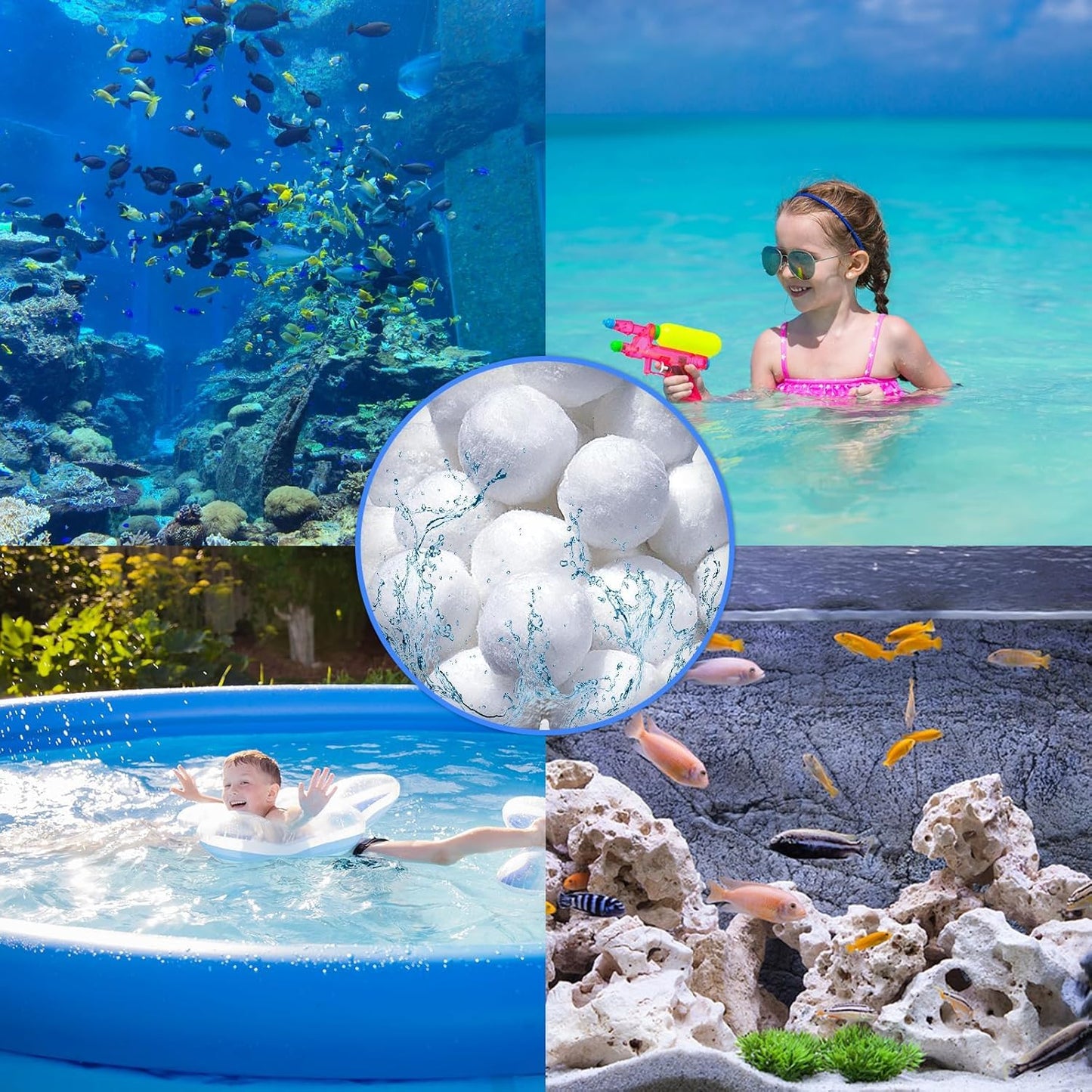 Fwxdbwyl 1.54 Lbs Pool Filter Balls for Sand Filter, Eco-Friendly Filter Balls Replace 50 lbs Pool Filter Sand, Lightweight and Reusable Fiber Ball, Pool Filter Media Balls for Swimming Pool