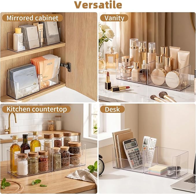 PAVSTINE Medicine Cabinet Organizer 2 Pack, Face Mask Organizer, Clear Visible Design, Space-Saving, for Wall Cabinet, Vanity, Countertop, Clear