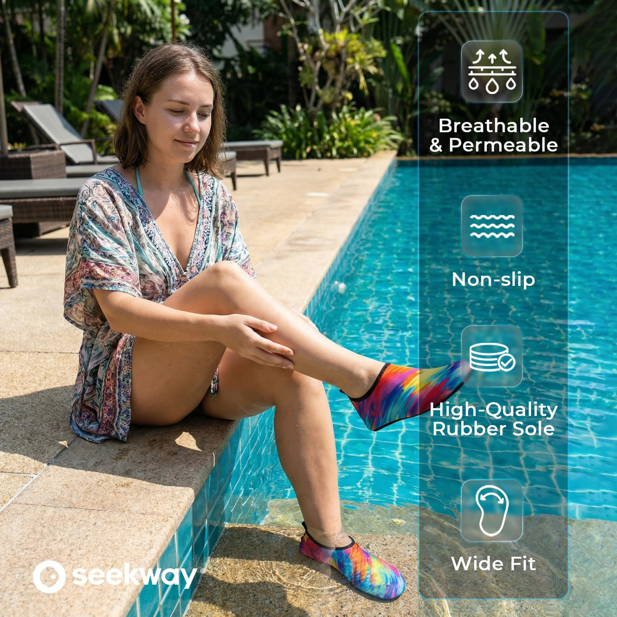 SEEKWAY Water Shoes Barefoot Aqua Socks Quick-Dry Non Slip Shoes for Beach Swim Pool River Boating Surf Women Men Bird SK002(U)