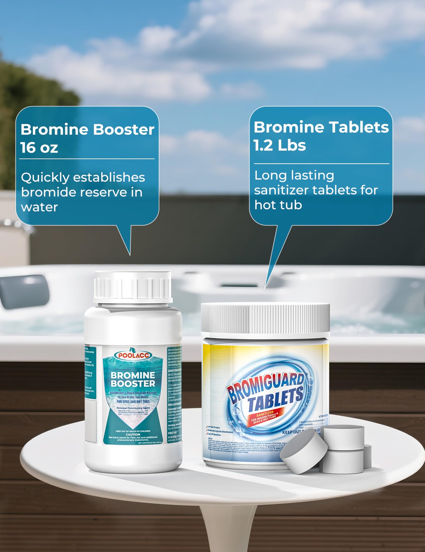 Poolacc Bromine Hot Tub Starter Kit: Includes Extra-Capacity Chemicals, 50 Test Strips, Dispenser & Accessories | All-in-One Spa Maintenance Set