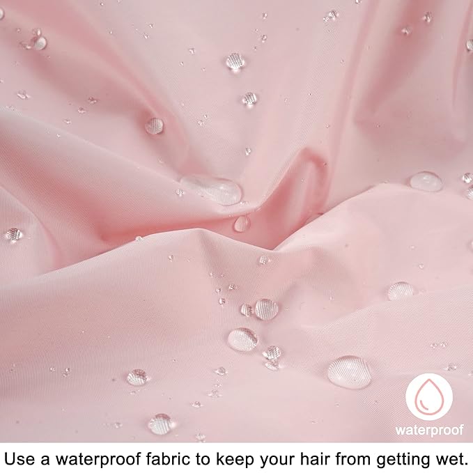 Reusable Shower Cap for Women, Large Waterproof Shower Bonnet with Elastic Band, Washable Bath Hair Cap for Long, Curly Hair, Braids, Daily Shower, Home Spa, Travel(Pink&Black)