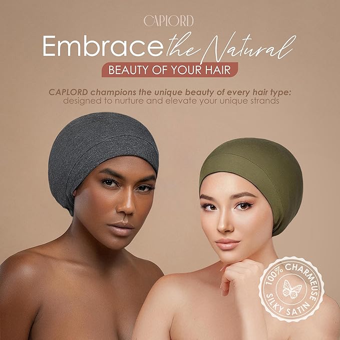 CAPLORD Satin Bonnet for Sleeping, Curly Hair Wrap Sleep for Men, Adjustable Silk Beanies for Women, Silk Hair Bonnet