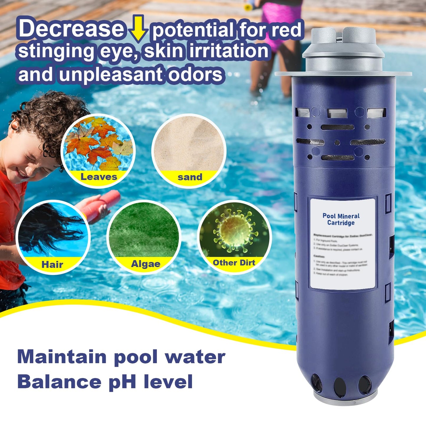 Replacement W28000 W28001 W28002 for Nature2 Duoclear 25 35 Pool Mineral Cartridge for Zodiac DuoClear Fusion, Fusion Soft, Vision Pro System Above Ground Inground, Deep Purple