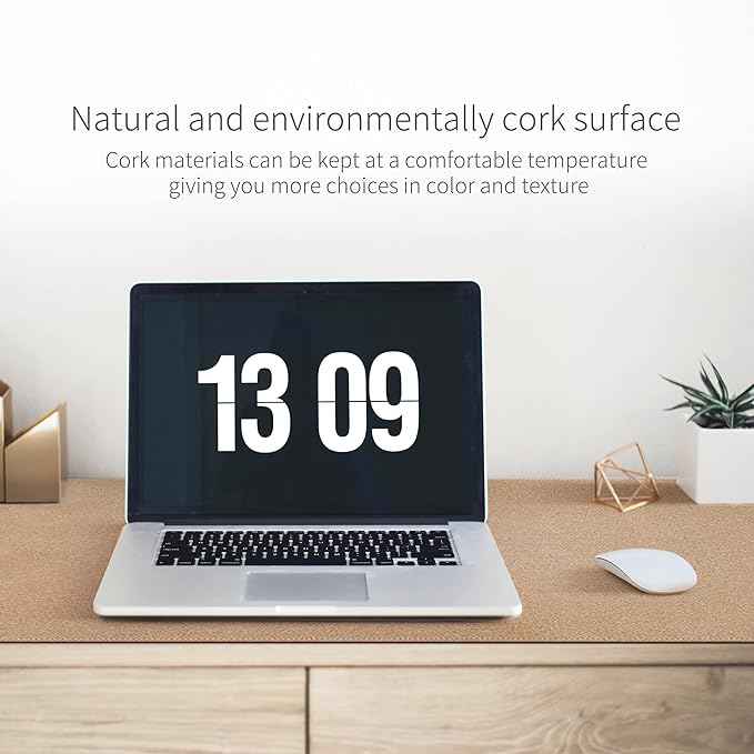 RENMTURE Dual-Sided Mouse Pad, Natural Cork & PU Leather Large Desk Pad for Office and Home Work, Desk Protector Non-Slip, Waterproof, Easy Clean (Blue Gray, 36"x17")