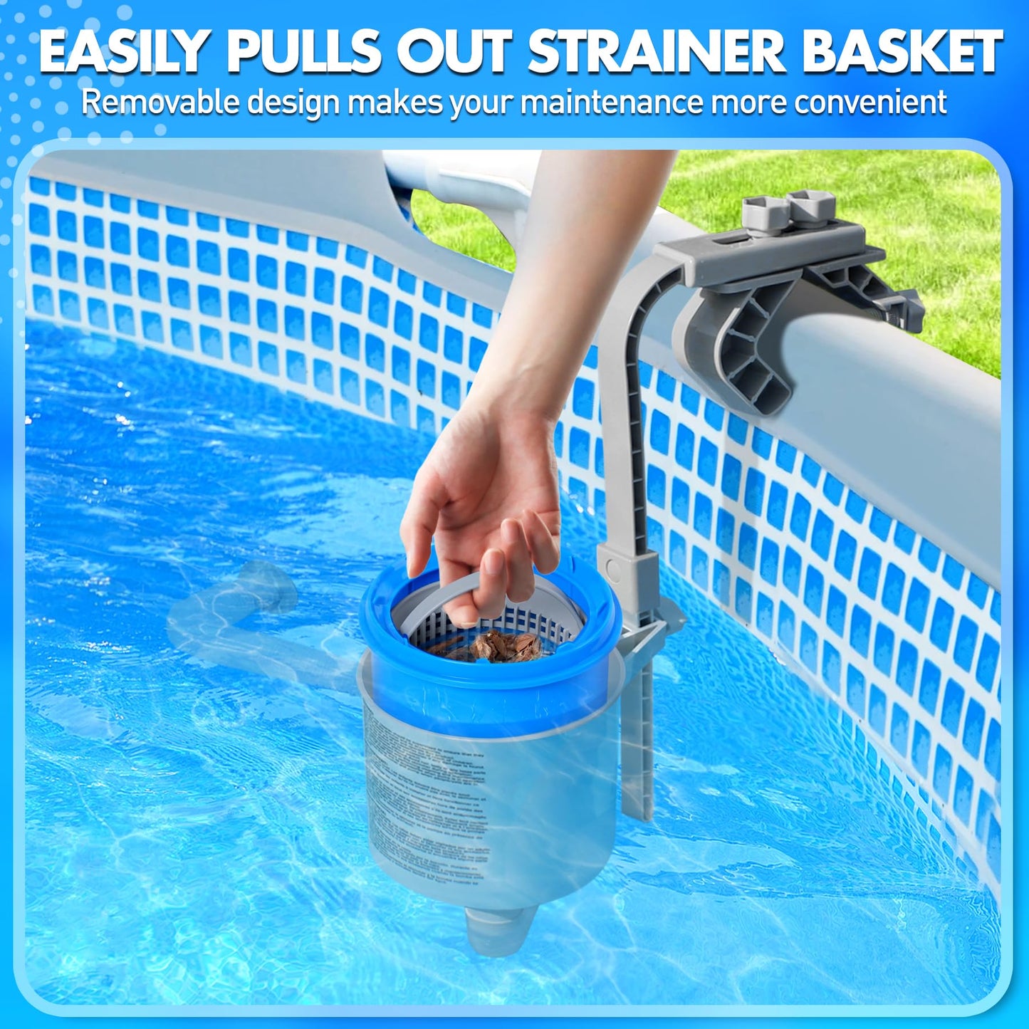 Sinbyuer Above Ground Pool Skimmer, Height Adjustable Wall Mount Pool Skimmer, Enhanced Structure Floating Pools Surface Skimmers for Above Ground Pools, Maintenance Kit-Auto Skimming Surface Debris