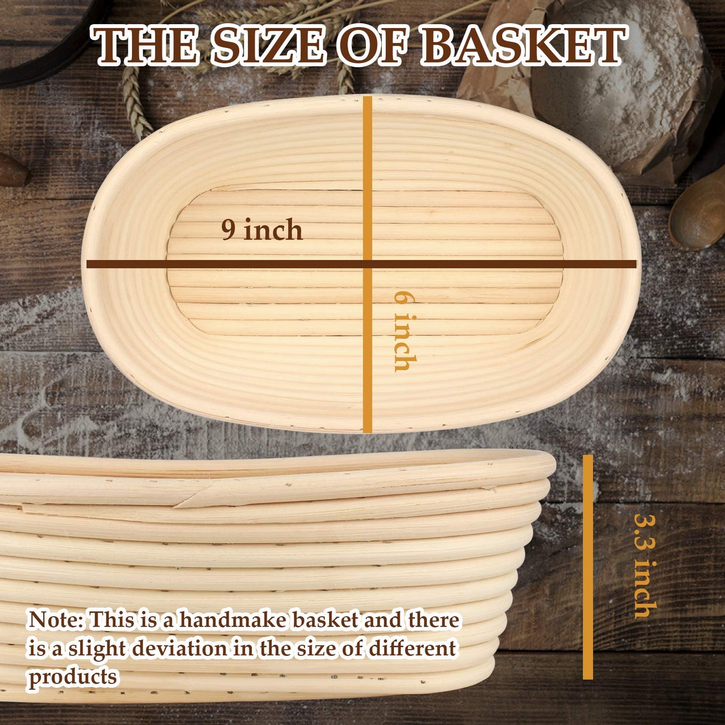 Sondiko Oval Sourdough Proofing Basket 2 Pack, Handmade Sourdough Bread Baking Supplies, Banneton Bread Proofing Basket with Proofing Cloth Liner for Sourdough Bread, Baking