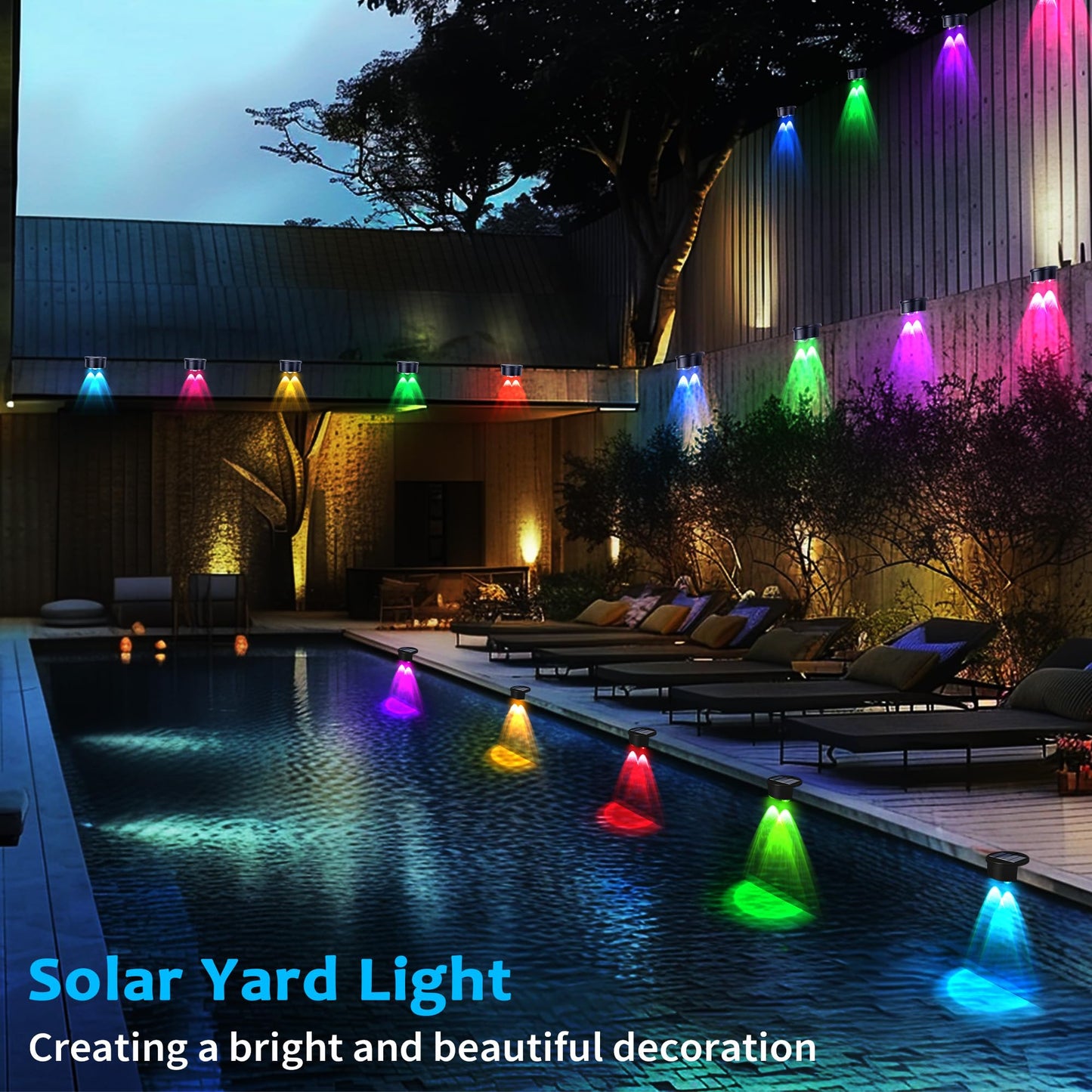 redaica 4 Pack Poolside Solar Pool Lights, Waterproof LED Pool Lights for Inground & Above Ground Pool, RGB Pool Lights Solar Powered for Pool, Fence, Deck, Swimming Accessories Pool Party Decor