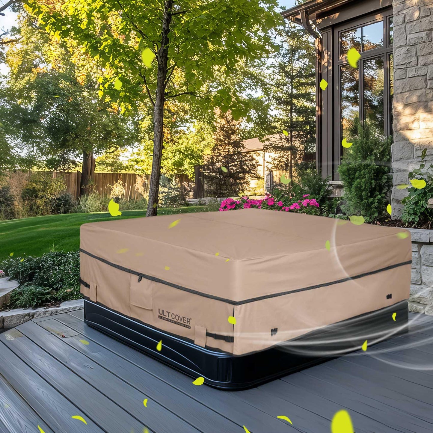 ULTCOVER Waterproof 600D Polyester Square Hot Tub Cover Outdoor SPA Covers 80 x 80 inch