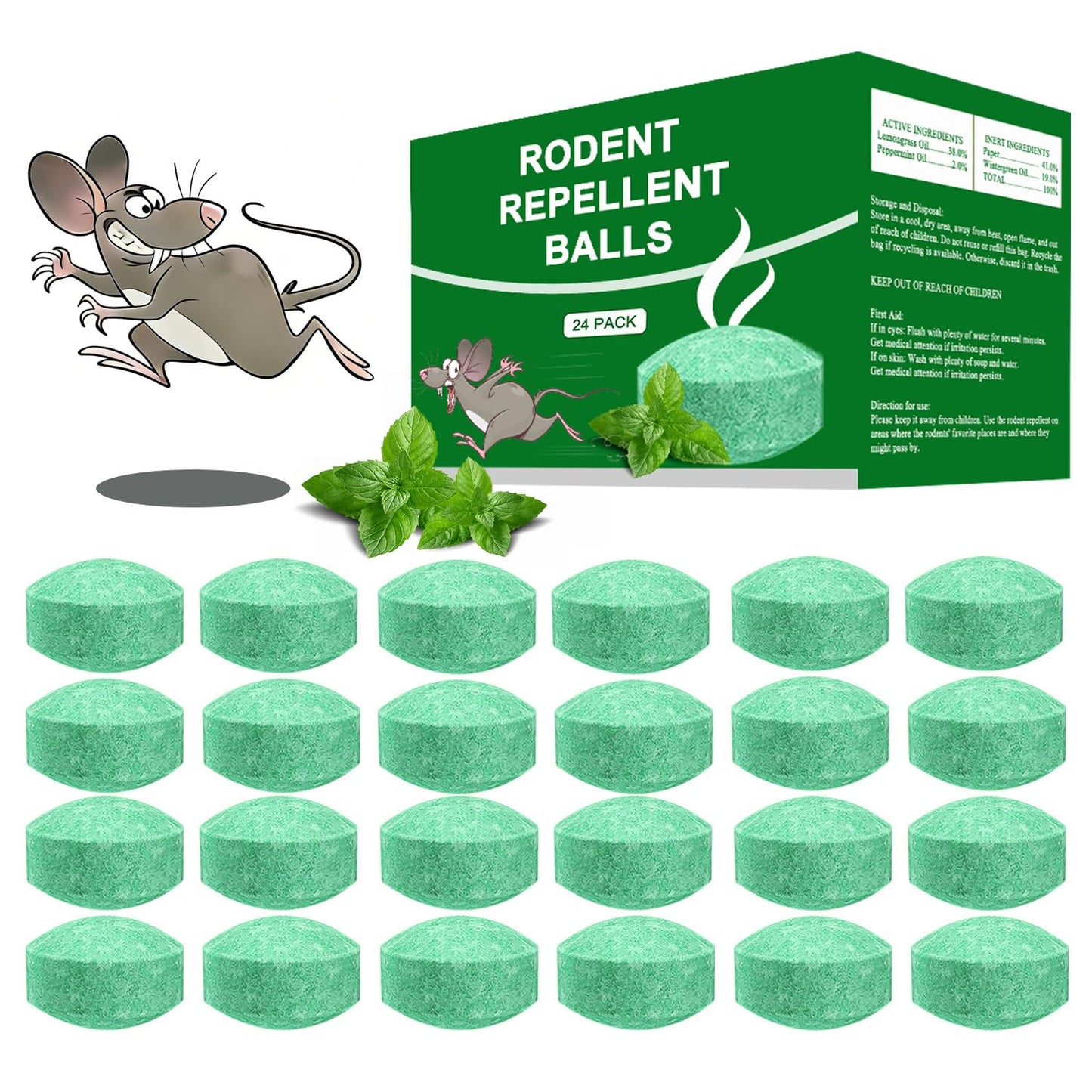 Mouse Rodent Repellent, 24 Pack Peppermint Oil to Repel Mice and Ratsâ Works for Mice Repellent, Squirrels, Indoor/Outdoor Use, Safe for Homes & Pets