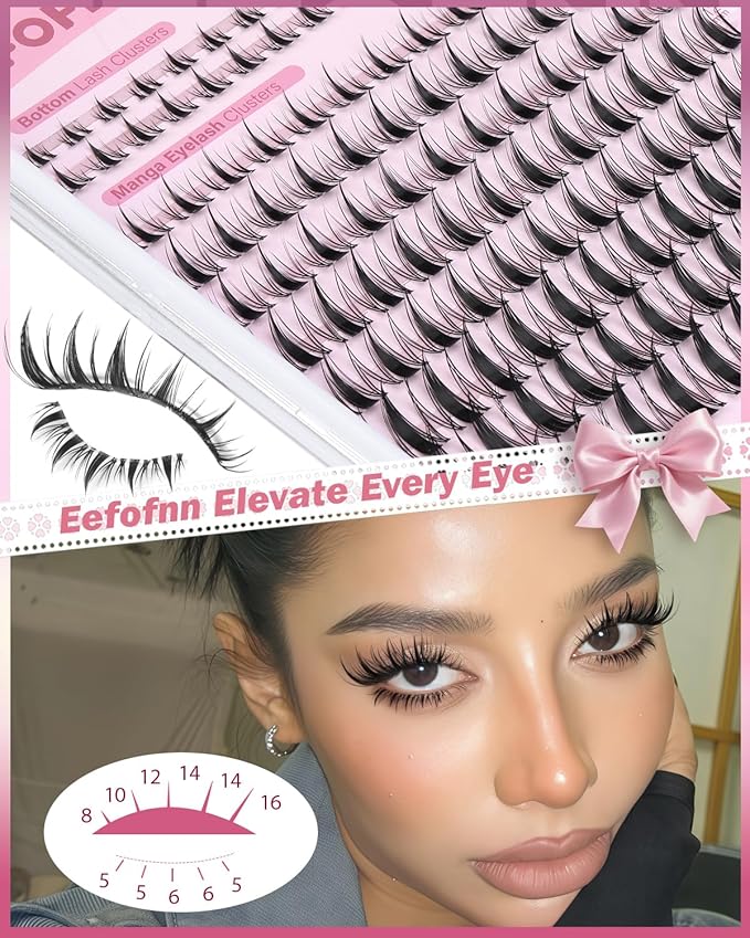 Lash Clusters Natural Eyelash Clusters Wispy Lashes Clusters C Curl Cluster Eyelash Extensions 8-14mm Lash Cluster Invisible Band Individual Lashes Bunny Cluster Lashes by Eefofnn
