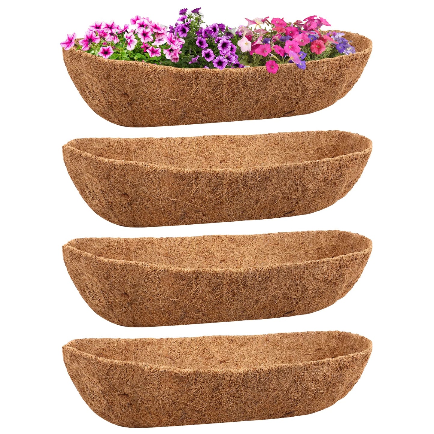 Legigo 4 Pack Trough Coco Liner for Planters- 30 Inch Window Box Liners Coconut Coir Basket Liners, Planter Box Coconut Liner for Window Flower Box Pots, Fence Trough Planter, Wall Planter Basket