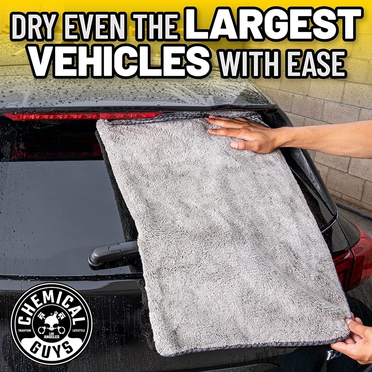 Chemical Guys Woolly Mammoth Large Microfiber Drying Towel - 36 x 25 Inch Gray, Ultra Plush Super Absorbent Car Drying Towel for Cars, Trucks, SUVs, Motorcycles, RVs, and Auto Detailing - 2 Pack