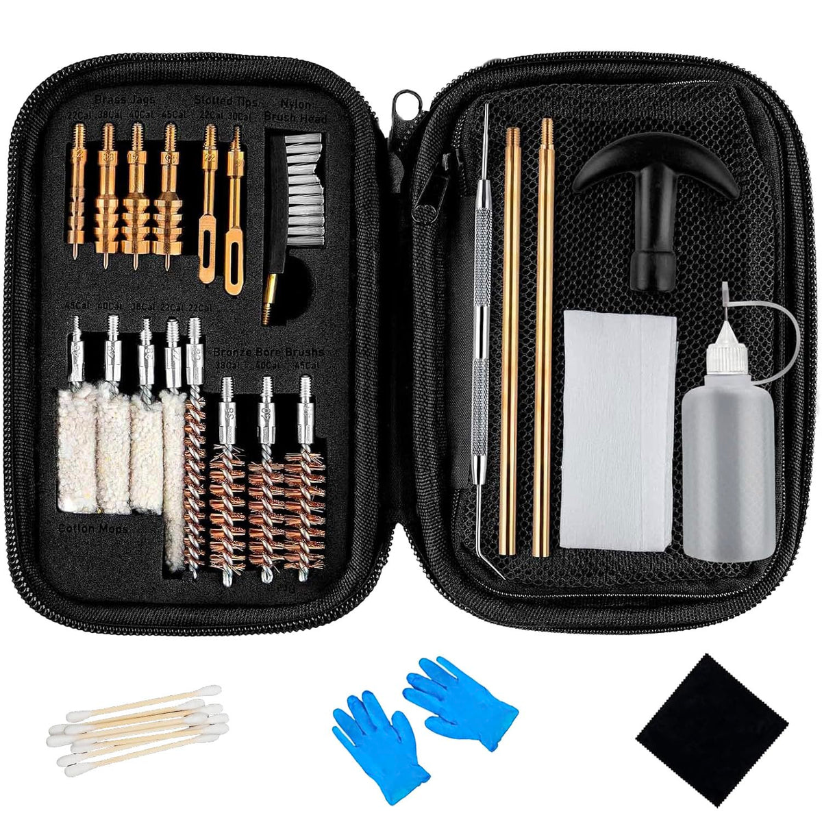 TactiClean Handgun Cleaning Kit, 25 in 1 Universal Gun Cleaning Kit for .22 .357 .38/9mm .40 .45 Caliber, Pistol Cleaning Kit Gun Brush Tools Gun Accessories