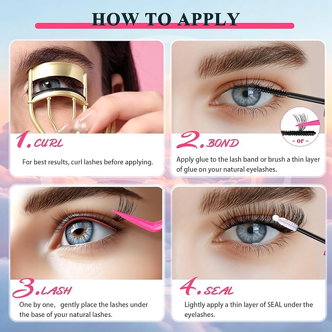 Lash Clusters 30D40D50D60D Lashes Natural Fluffy Eyelash Extensions D Curl With Bottom Eyelashes for Starter DIY at Home