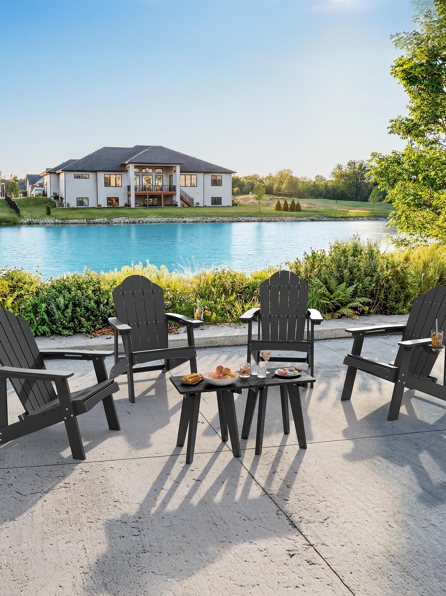 Homenjoy Outdoor Side Table Set of 2, HDPE Weather Resistant Small Patio Table for Porch and Balcony, 200 LBS Capacity Heavy Duty Small Outdoor Table for Backyard and Pool, Easy Maintenance, Black