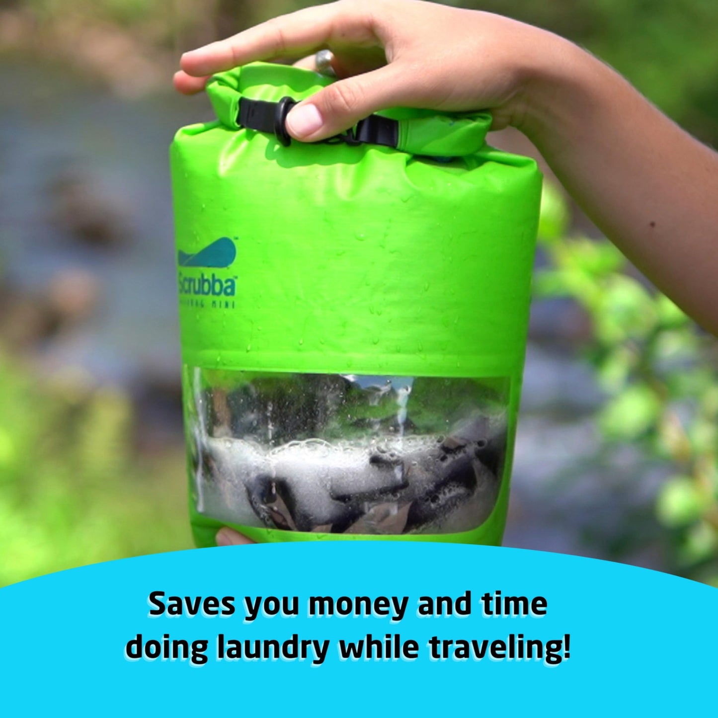Scrubba MINI Wash Bag - Ultra-Compact Portable Washing Machine - Pocket-Size Clothes Washer for Travel, Camping & Hiking - Dry Bag & Laundry Essentials - Use with Detergent or Hand Soap - 3.0 oz.