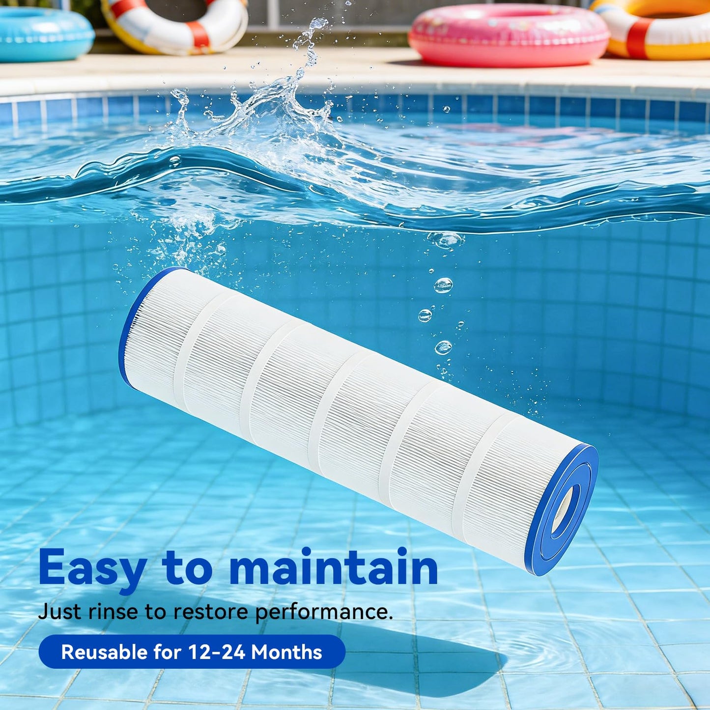 Hiioors CCP420 Pool Filter Cartridges 4 Pack, Compatible with Pentair Clean & Clear Plus 420, Replaces Pentair R173576, Pleatco PCC105-PAK4, 420 sq.ft, Heavy Duty 5 oz+ Trilobal Fabric