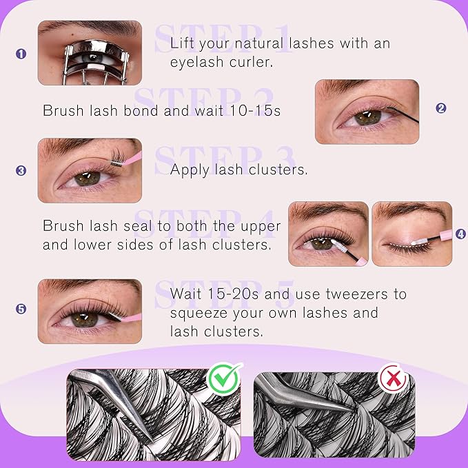 Eyelash Clusters Wispy Lash Clusters Natural Look Soft Individual Lashes 10-16MM Cluster Eyelash Extension CD Curly DIY Lash Extension at Home Easy Application by Newcally