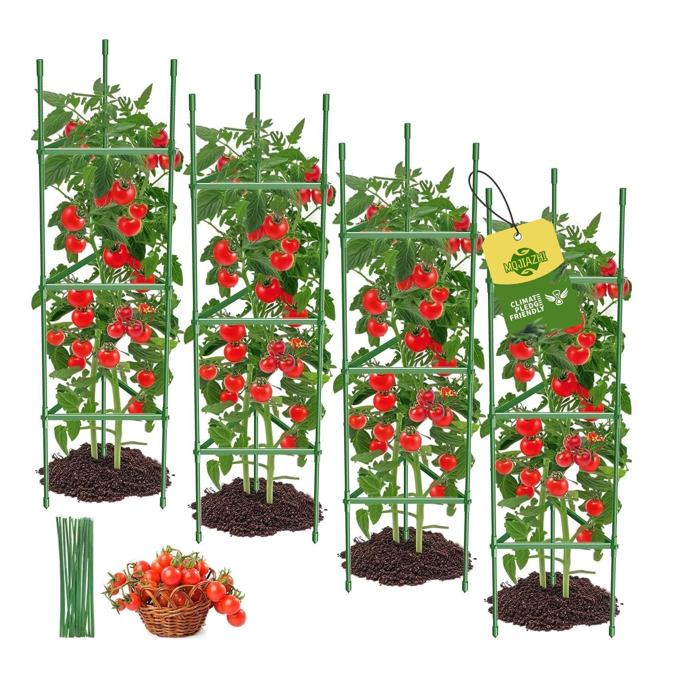4PCS Tomato Cages for Garden, Tomato Trellis for Raised Garden Bed, 51.2" Tall Cage Plant Support for Pots, Gardening Supplies Trellis for Climbing Plants (4PCSï¼High: 51.2 Inch)