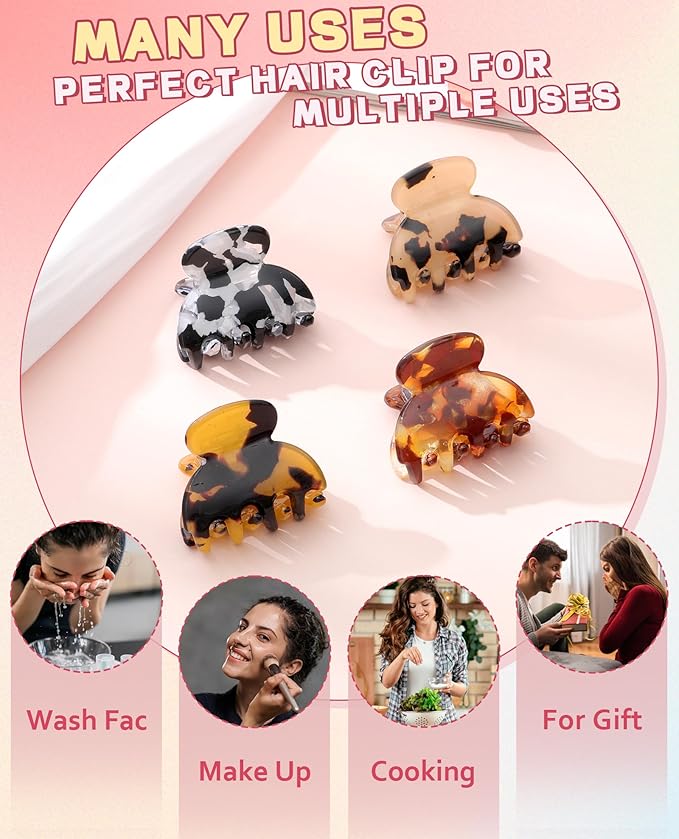 Claw Hair Clips Jaw Clamps - 12PCS Small Hair Claw Jaw Clamp for Thin Hair Styling Accessories Classic Hair Clamp for Women Girls(Amber)