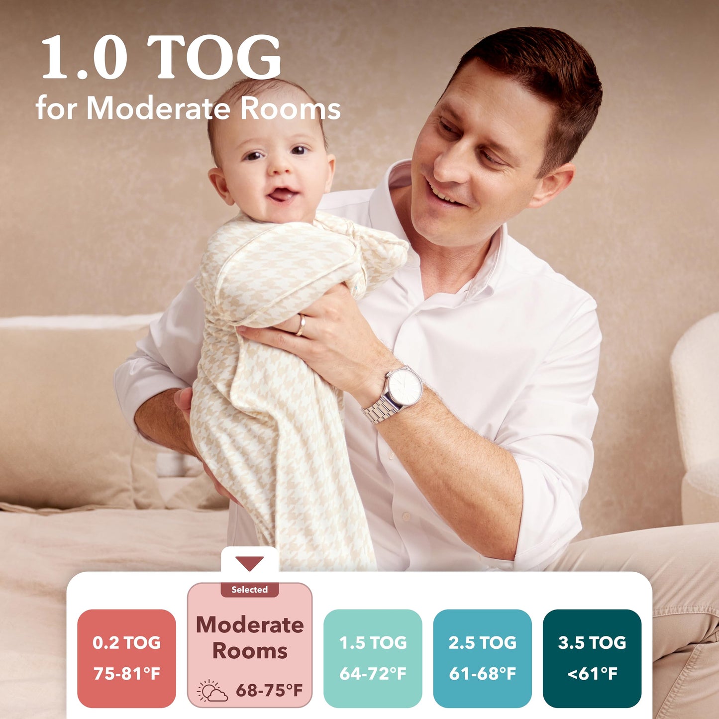Love to Dream Swaddle Up Transition Bag Original, Arms Up Position, Light and Ultra Breathable Cotton - Sleep Bag - 1.0 TOG - (20-24Β°C) Ideal for Moderate Temps (Moon Olive, Large, 8.5β11kg)
