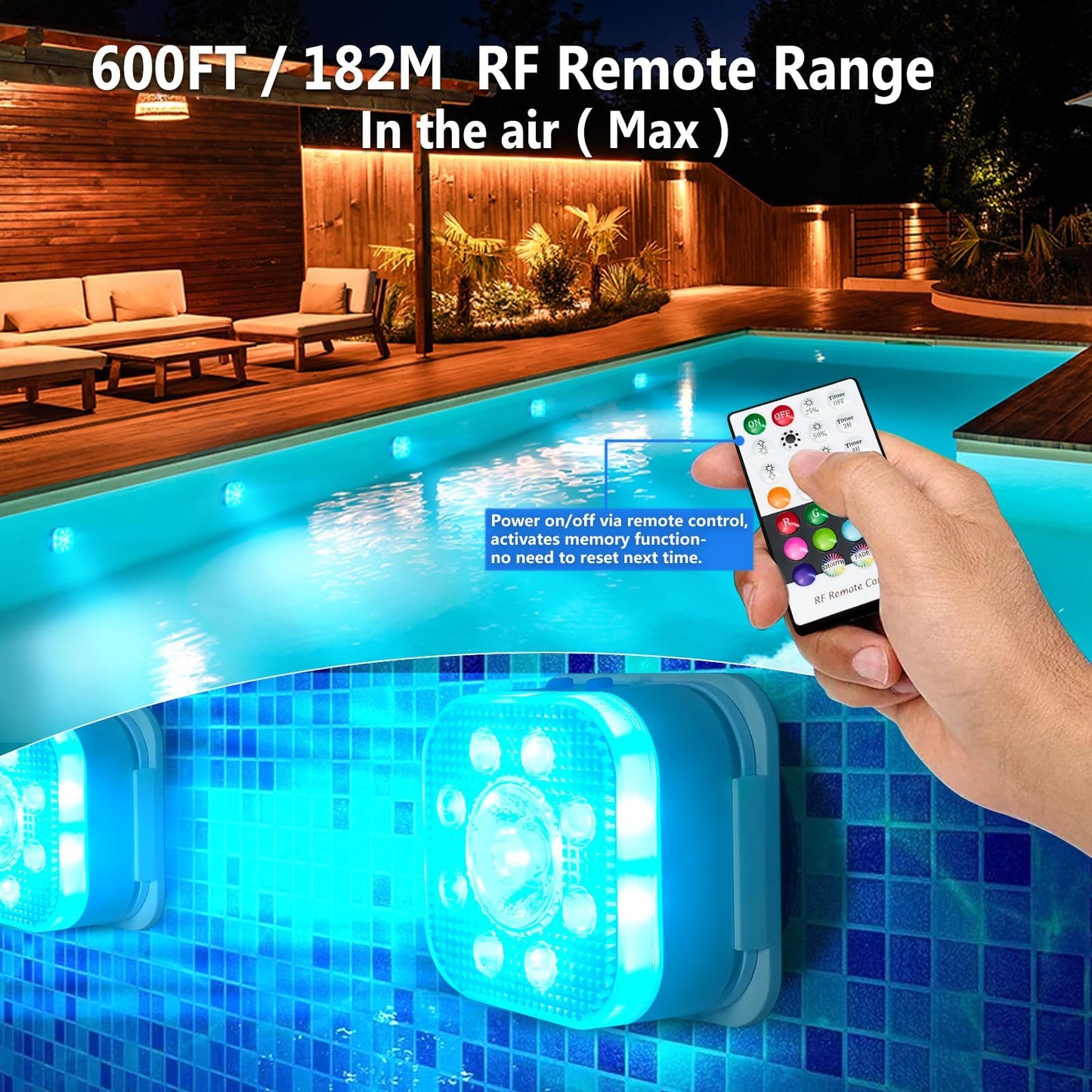 HL Pool Lights,Rechargeable Submersible LED Lights with Remote,Waterproof Magnetic Floating Light,Underwater Battery Spotlight for Above Ground/Inground Swimming Pools,Hot Tubs,Fountains-4 Pack