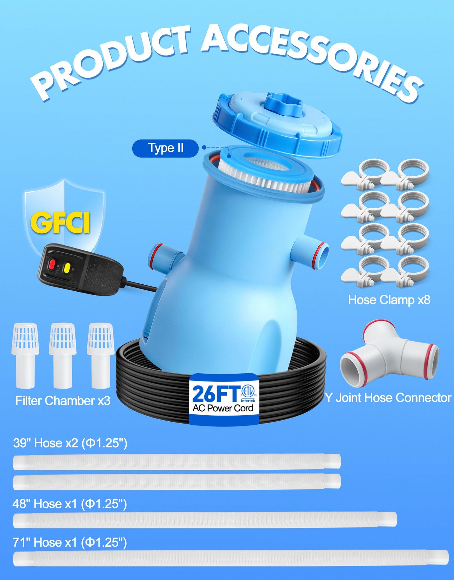 BluClear Standard Series Above Ground Pool Filter Pump - 800 GPH Flow Rate | Rapid Circulation & Micro-Debris Filtration, Pool Cartridge Filter Pump System - Keep Water Crystal Clean & Clear-Deep Blue