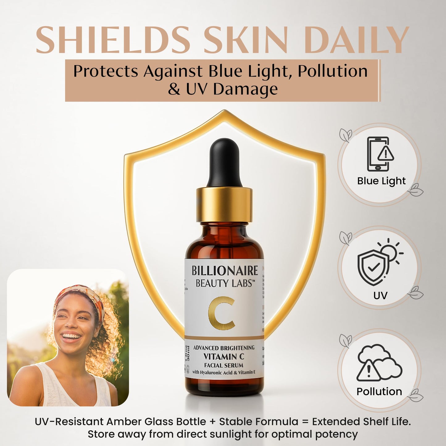 Billionaire Beauty Labs Vitamin C Serum for Face with Hyaluronic Acid, Vitamin E & Botanical Extracts – Advanced Facial Serum for Radiance, Hydration & Smoother Skin, 30ml