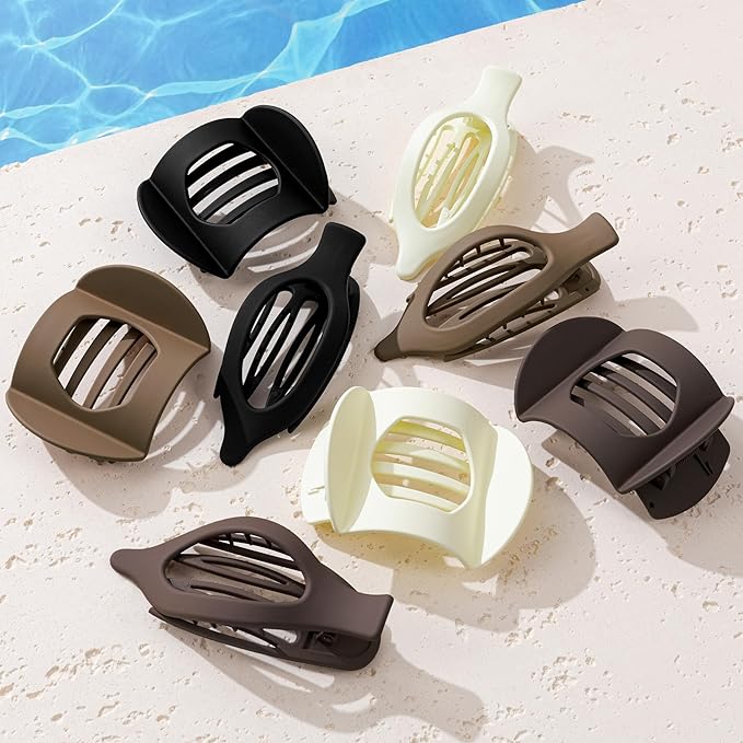 8 Pack Flat Hair Clips for Women, Matte Flat Claw Clips for Thick & Thin Hair No-Slip Strong Hold Hair Barrettes, French Duckbill Styling Accessories for Women