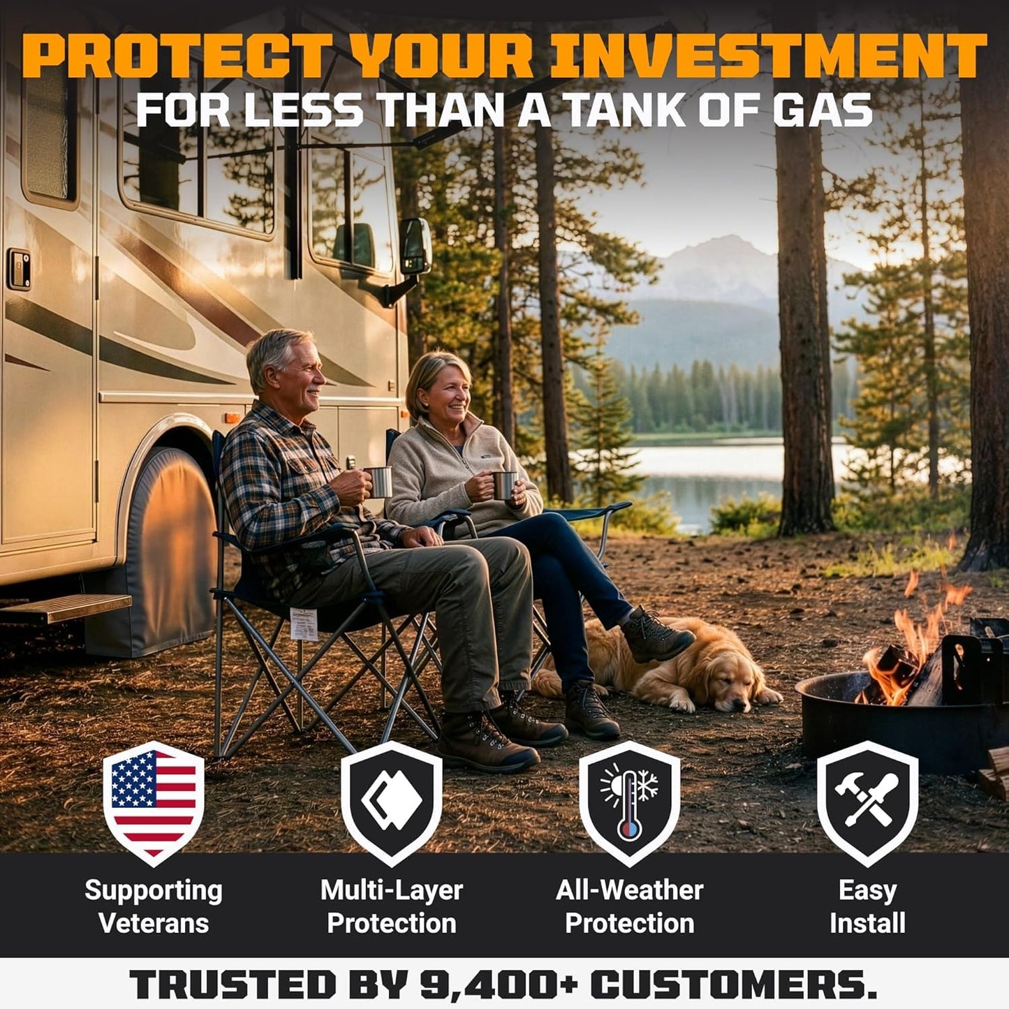 TIRESHIELD PRO Trailer Tire Covers (Set of 2) - Heavy Duty All-Weather UV-Resistant Protective Wheel Covers w/StormLock-System - Year-Round Protection for Your Trailer Tires w/ 35-38.75" Diameter