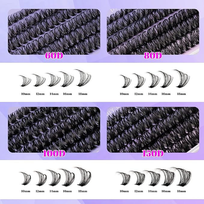 Ocean Pearl Lash 564ct Lash Clusters, 10-18mm Individual Cluster Lashes, 60D/80D/100D/150D Volume Eyelash Clusters, Thick Volume Cluster Eyelash Extensions, Soft Natural-Looking Lashes,Lashes Clusters