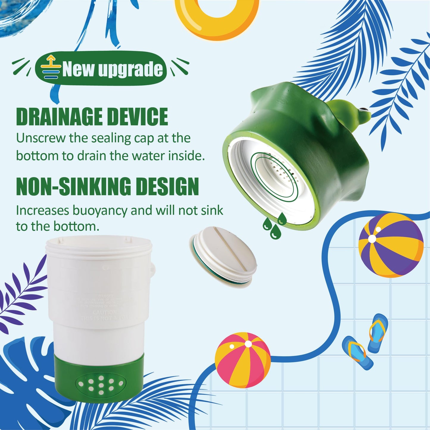 MKLZ Chlorine Floater for Pool, Floating Large Chlorine Dispenser, Bromine Tablet Holder, Fits 1 and 3 Inch Tablets for Above & In-Ground Swimming Pools, Spa Hot Tub, Funny Frog Float