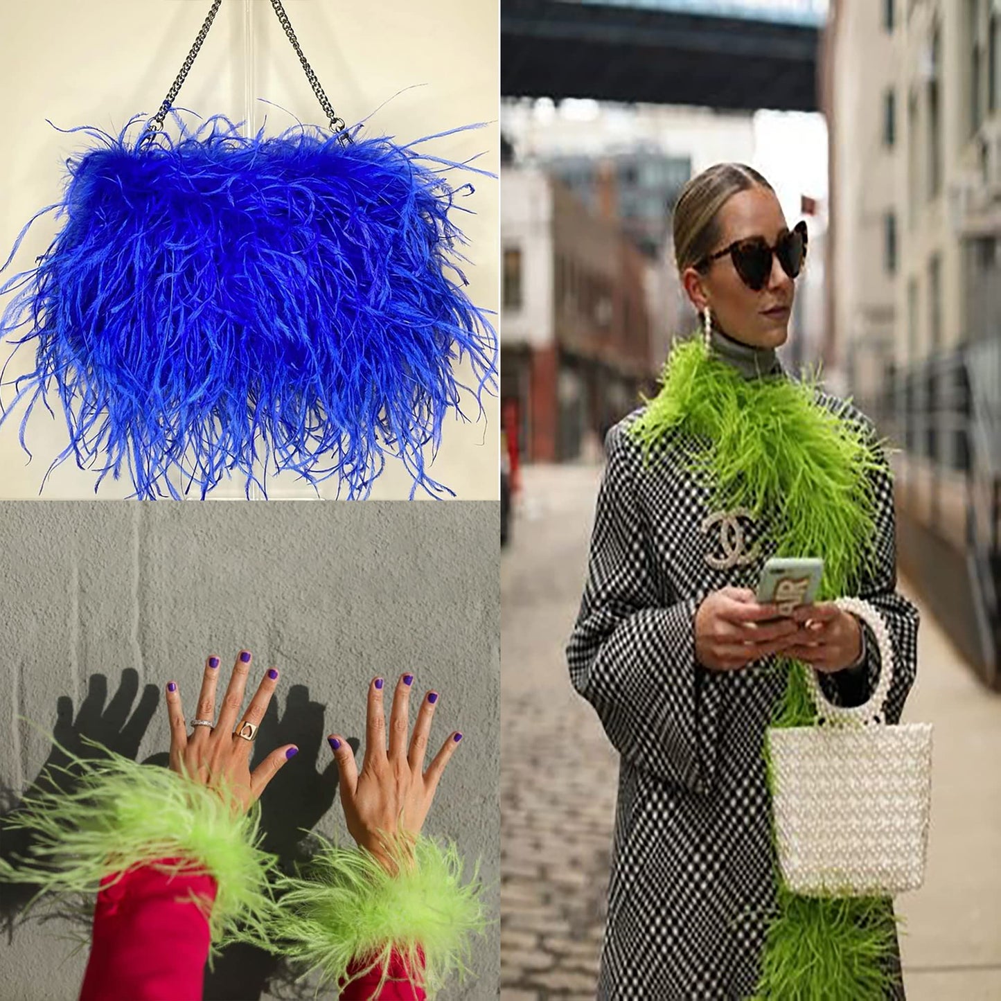 Soarer Green Ostrich Feather Boa - 2Yards 1Ply Long Boas for Party,Home Decor,DIY Craft Sewing(Lime Green)