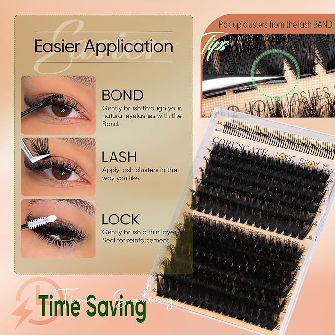 CORUSCATE 260D Lash Clusters with Bottom Lashes 8mm-25mm Mixed Lengths Mink Cluster Lashes Thick Individual Cluster Eyelash Extensions DIY Salon Look Dramatic Full Look Eyelash Clusters