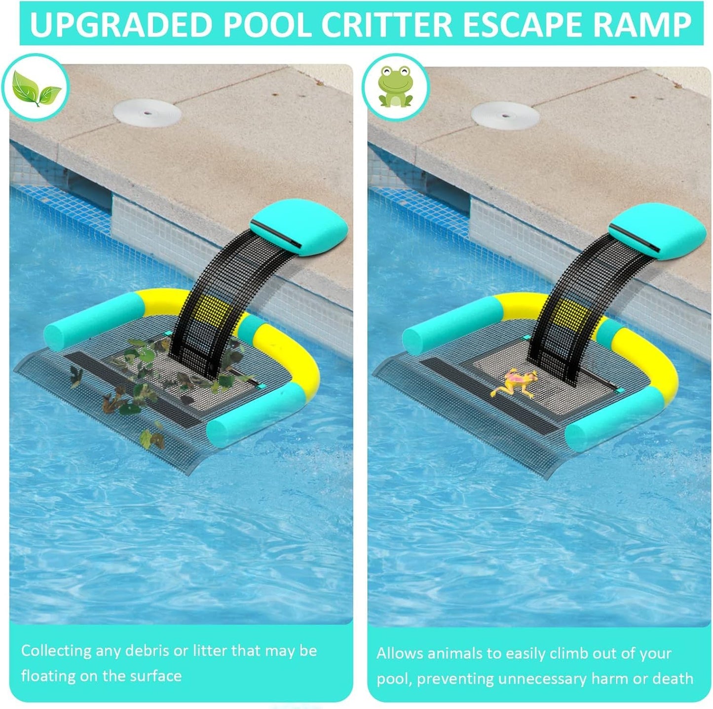 Poolvio Animal Saving Escape Ramp for Pool, Save Critters in Swimming Pool Device Handy, Pool Accessories in Floating Ramp Rescues Saving Frogs, Toads Animal Mice, Birds
