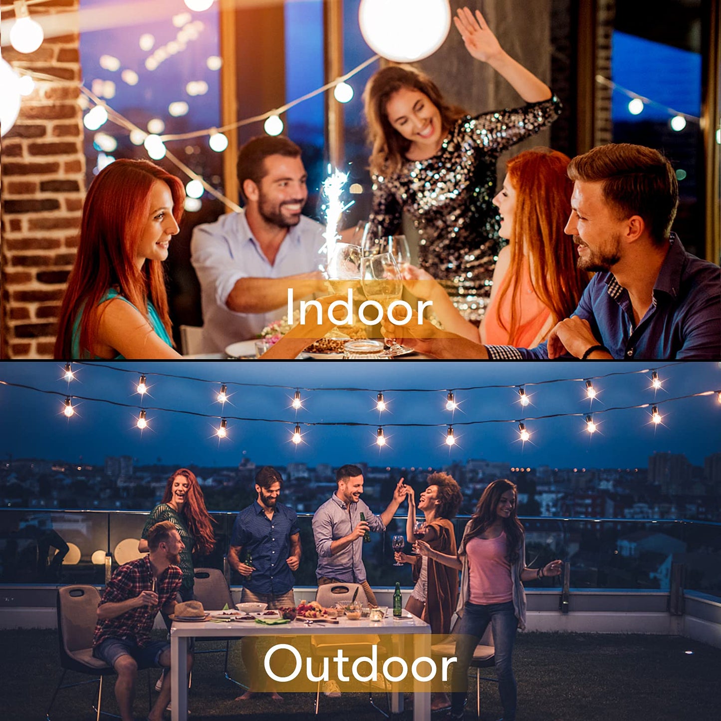 100FT LED Outdoor String Lights Patio Light with 52 Shatterproof G40 Dimmable Globe Bulb, 2-Pack 50FT Waterproof Outside Hanging String Light for Christmas Backyard Porch Balcony Gazebo Party