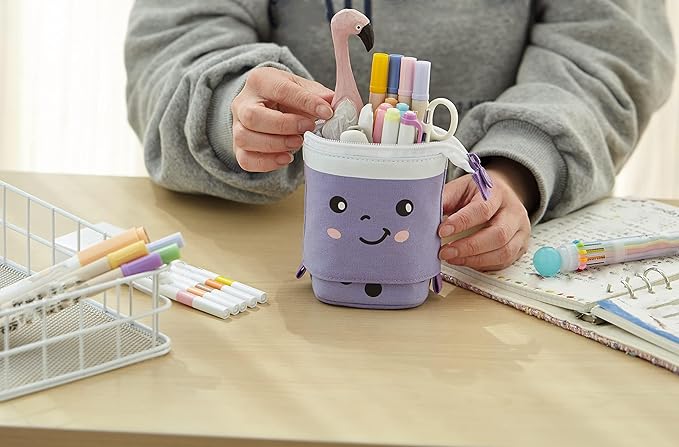 Telescopic Pencil Bag Pen Holder Pop Up Stationery Case, Stand-up Retractable Transformer Bag Standing Organizer, Great for Christmas Holiday New Year Office Bag