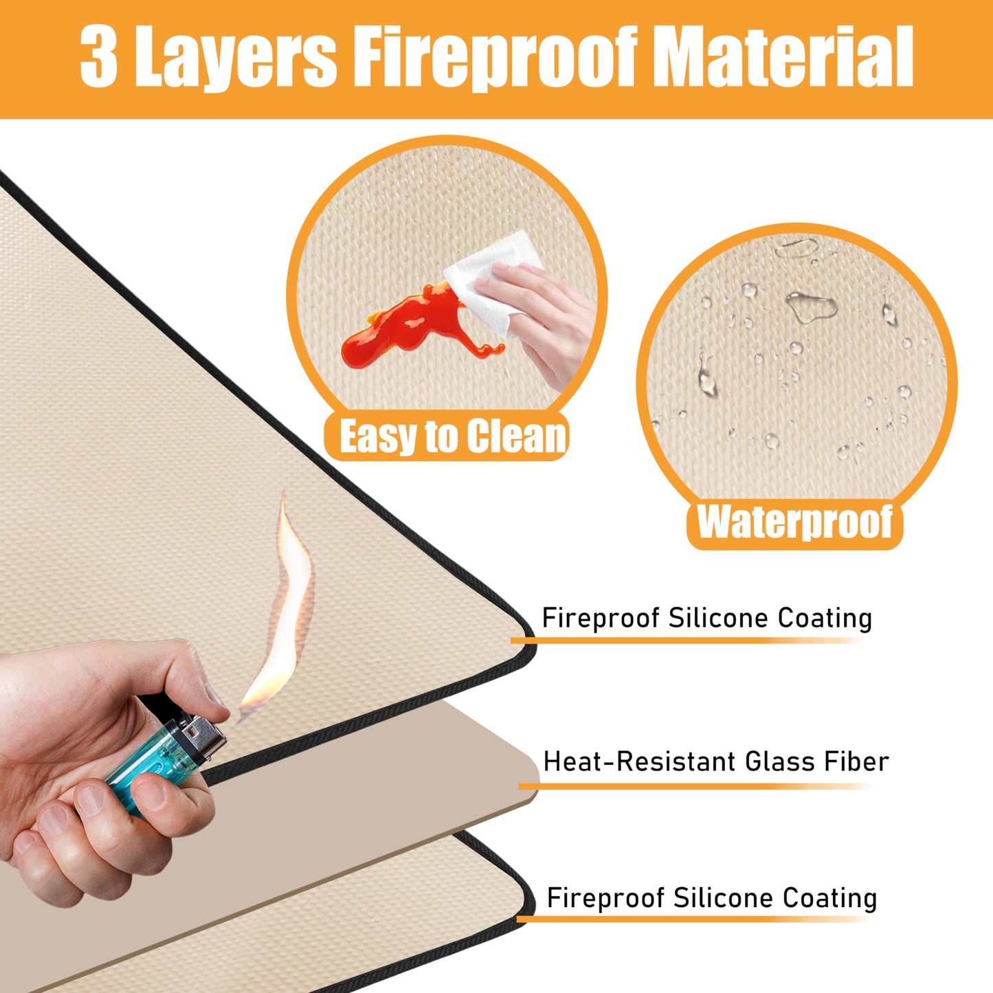 Amerbro Heat Resistant Mats for Countertop - Fireproof 16x20in Heat Resistant Mats for Air Fryer - Kitchen Countertop Protector for Air Fryer, Coffee Maker, Stand Mixer, Toaster, Oven 2PCS - Khaki
