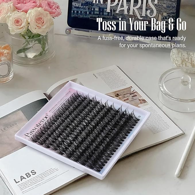 Pawotence Lash Clusters 200pcs Individual Lashes 50D Cluster Eyelash Extensions 9-16mm Eyelash Clusters Lash Extensions for Self Application (50D, 0.07D, 9-16mm Refill)