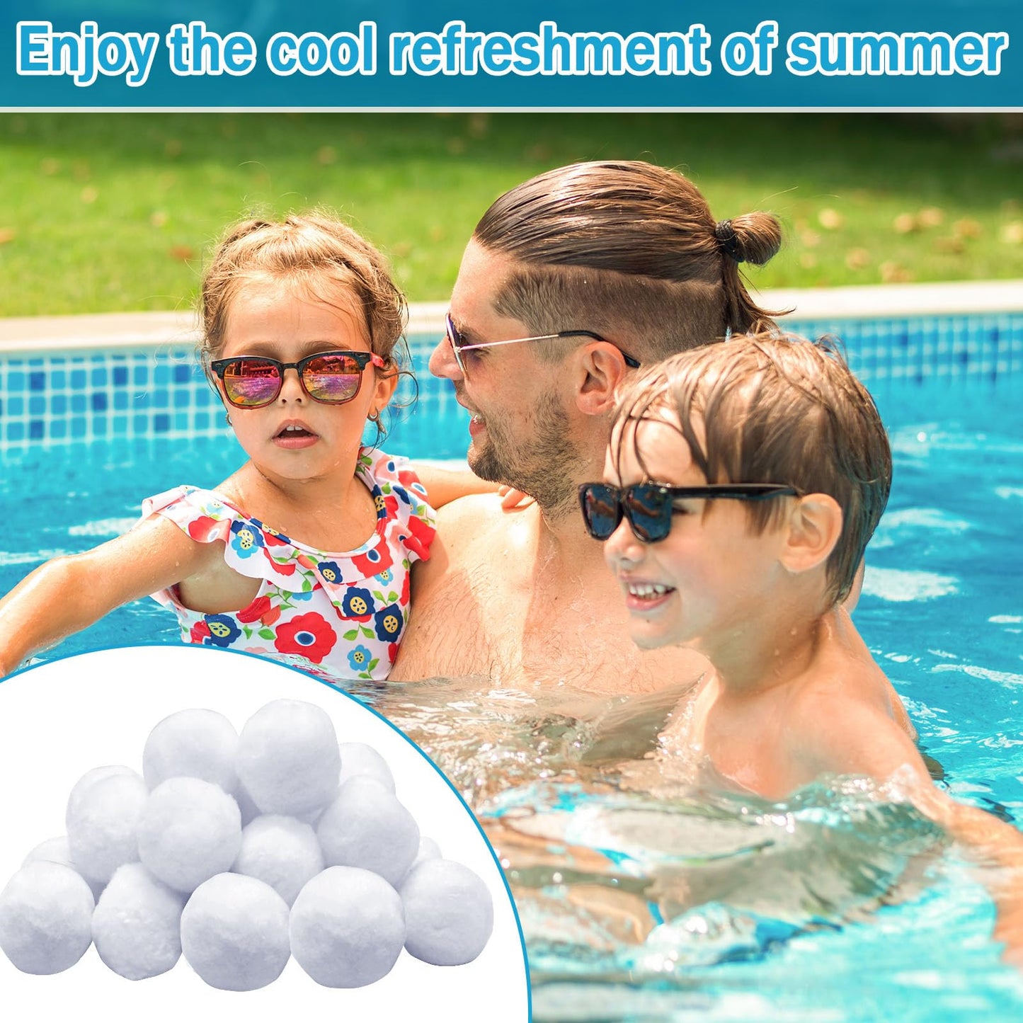 ZeeDix 4.8 lbs Pool Filter Balls for Sand Filter Pump, New Upgrade Efficient Swimming Pool Filter Sand Alternative(Equals 150 lbs Pool Filter Sand), Reusable Eco-Friendly Fiber Filter Media Balls
