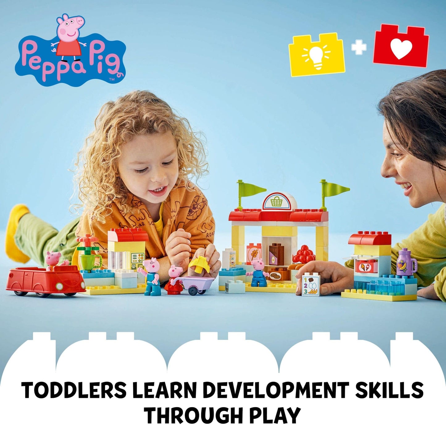 LEGO DUPLO Peppa Pig Supermarket Building Toy - Peppa Pig Toys for Girls & Boys, Ages 2+ Years - Gift for Christmas - Pretend Play Playset for Preschool - Learning & Education - 10434