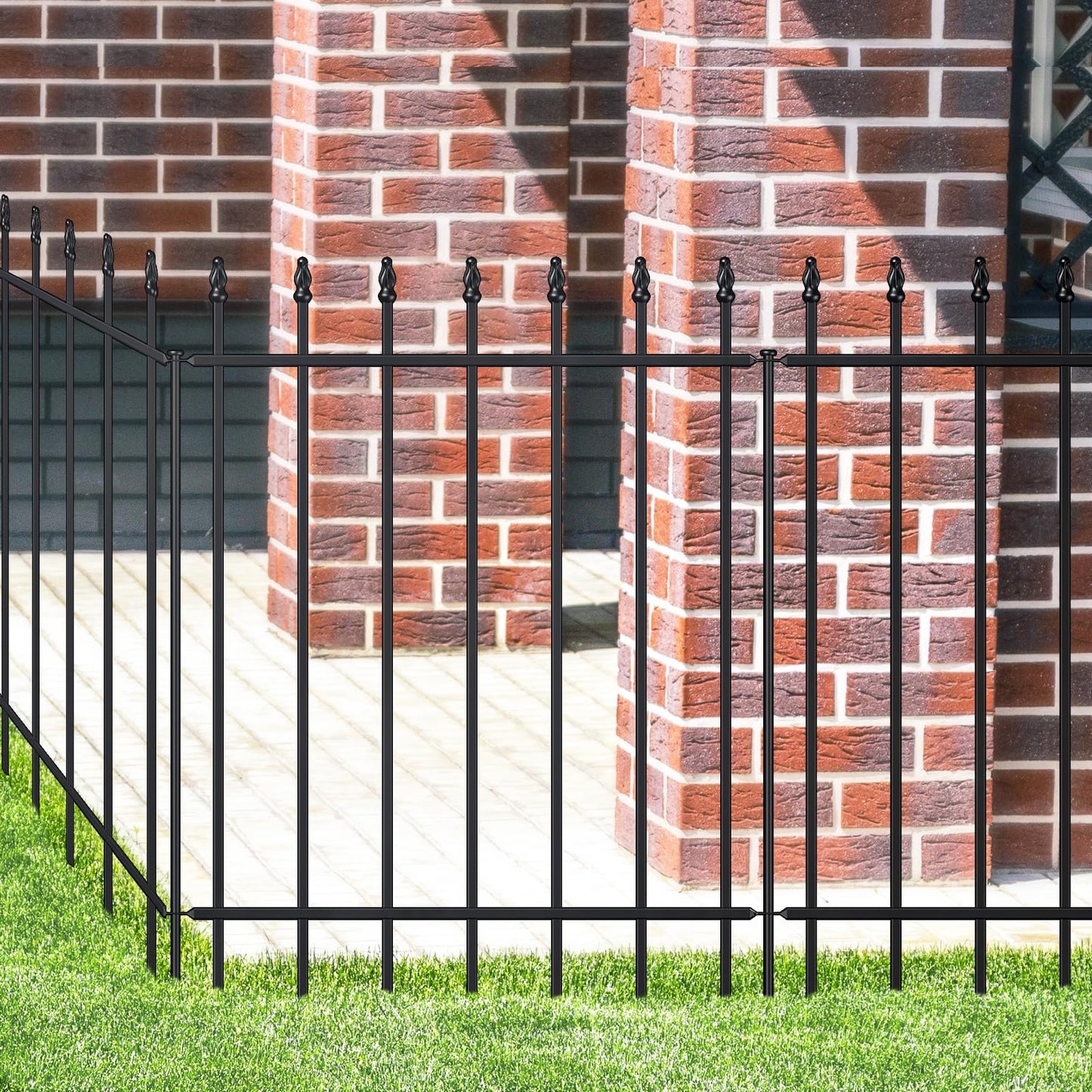 FOREHOGAR Metal Garden Fence 30 in H x 16 ft L, Border Fences Panels Animal Barrier for Dogs, No Dig Garden Fencing for Yard Patio Flower Bed Lawn Outdoor, 8 Panels + 9 Stakes Black