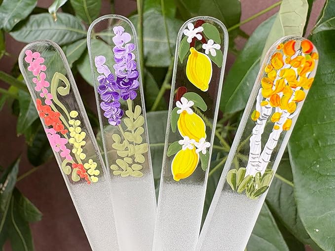 Hand-Painted Pastel Snapdragons Glass Nail File â Czech Crystal Manicure Tool, Gentle Durable Nail Care Gift for Women