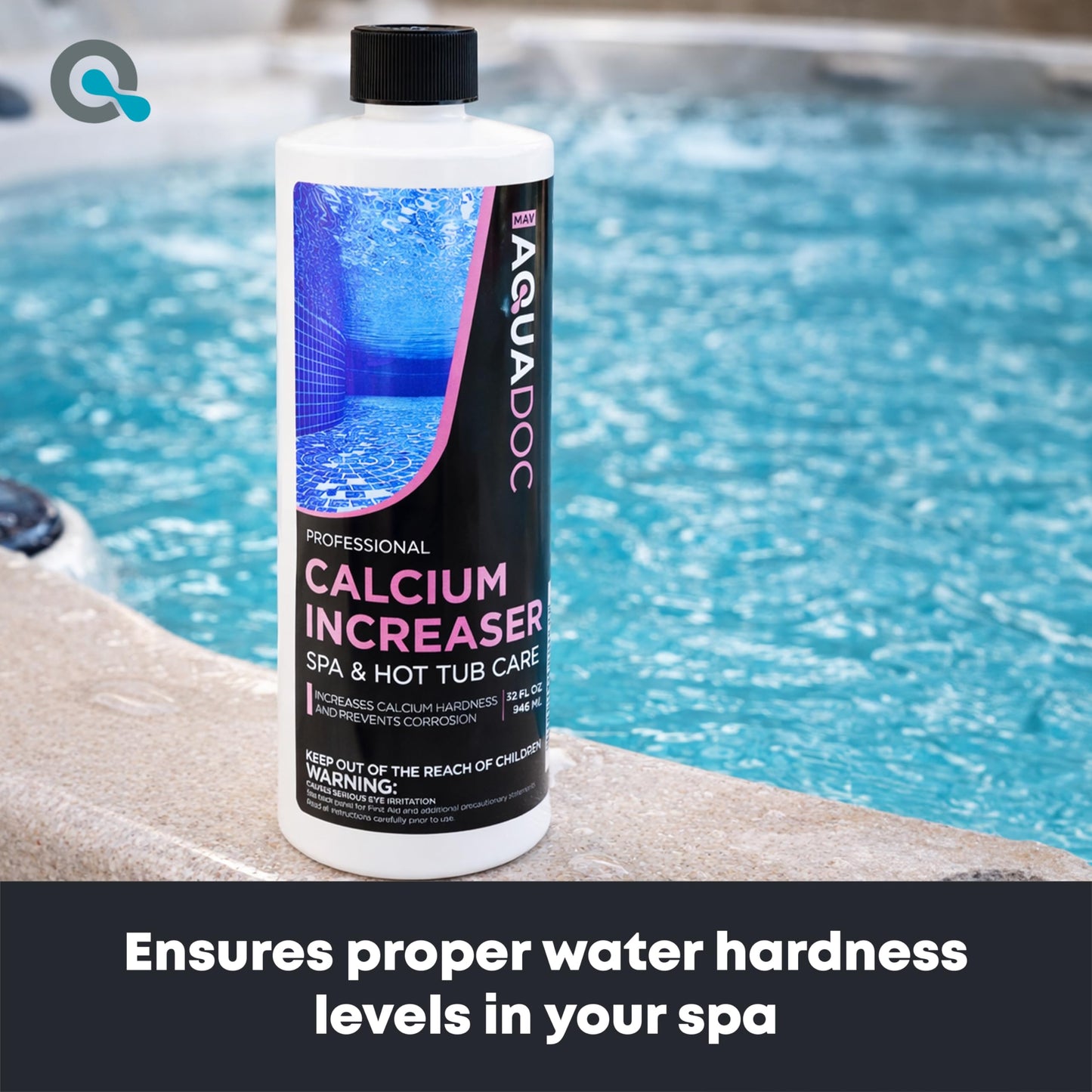 AquaDoc Spa Calcium Hardness Increaser - 32 oz - Calcium Chloride Granules for Balanced Hot Tub Water - Made in USA