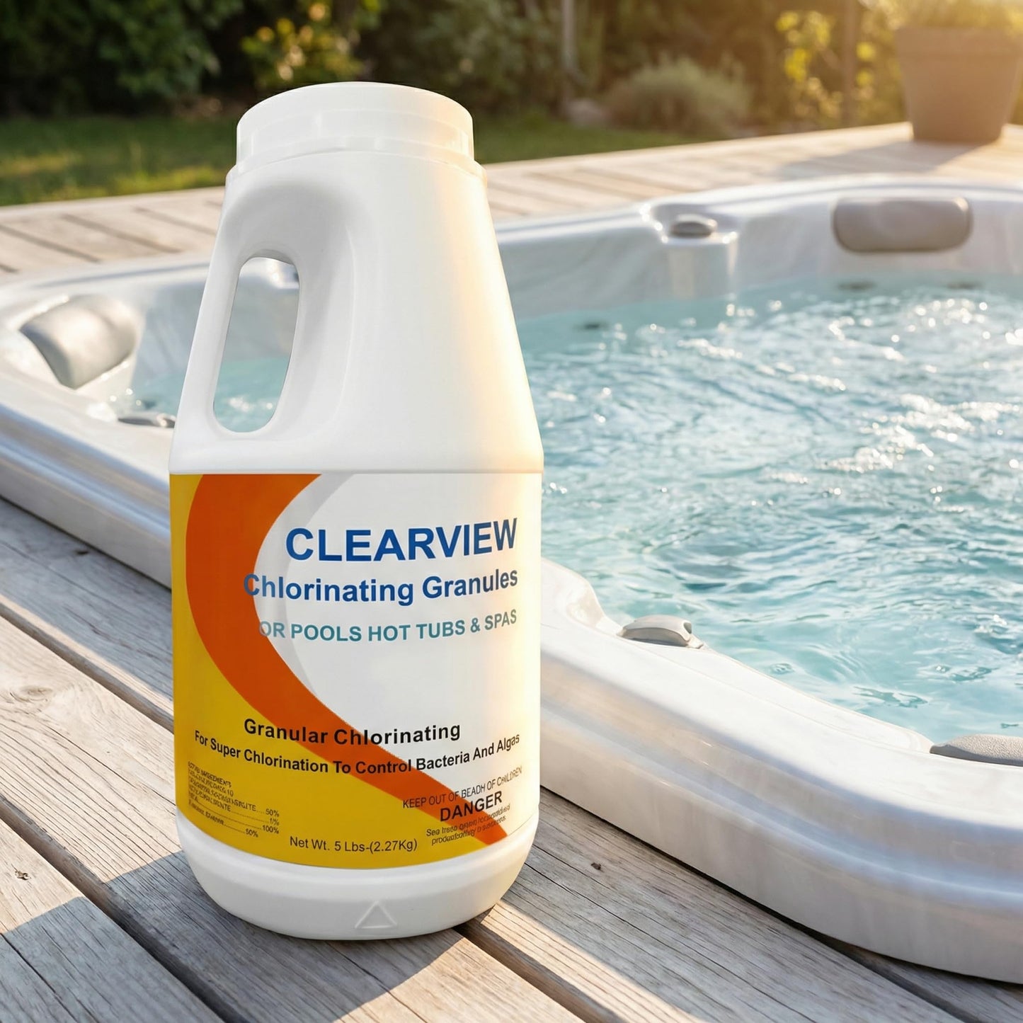 ClearView Chlorine Granules 5 Lbs for Swimming Pools, Pool Chlorine Shock Granular Sanitizer for Spas, Fast Dissolving Chlorinating Granules for Hot Tubs